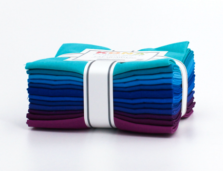 Preview: Kona Cotton Solids Fat Quarter Stoffpaket - Peacock